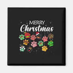 Christmas Dog Paw Print Buffalo Plaid Ugly Xmas Magnet