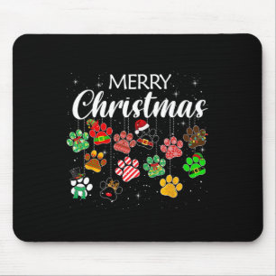 Christmas Dog Paw Print Buffalo Plaid Ugly Xmas  Mouse Pad