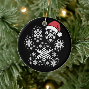 Christmas Dog Paw Santa Hat Pet Owner Gift Ceramic Ornament