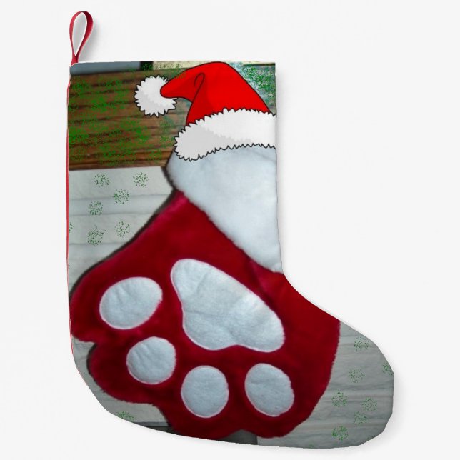 Christmas Dog Paw Small Christmas Stocking (Front)