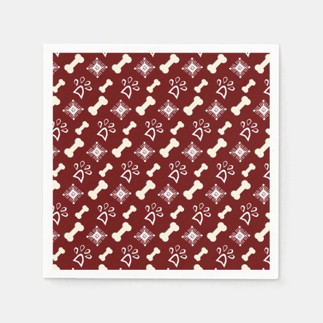 Christmas Dog Pet Bone Snowflake Pattern Napkin (Front)