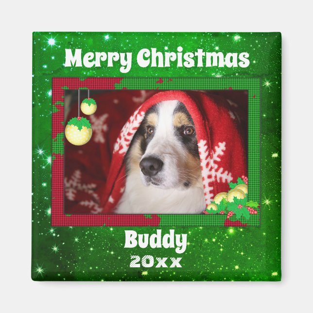Christmas Dog Pet Photo Cute Gift Magnet (Front)