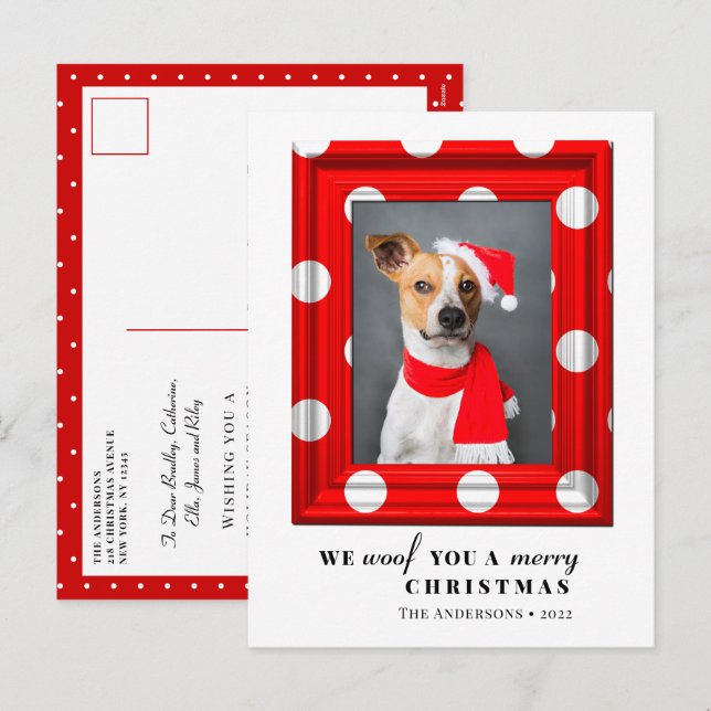 Christmas Dog Pet Photo Simple Red Holiday Frame (Front/Back)