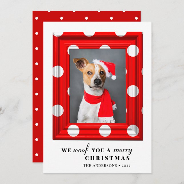Christmas Dog Pet Photo Simple Red Holiday Frame (Front/Back)
