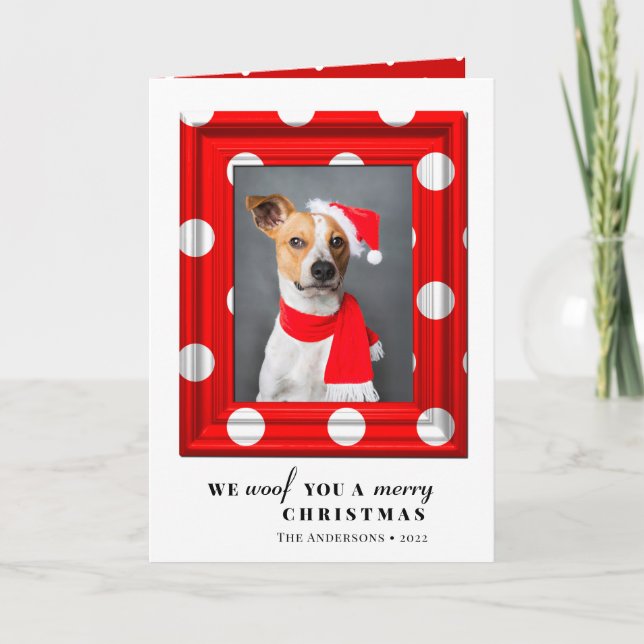 Christmas Dog Pet Photo Simple Red Holiday Frame (Front)