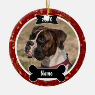 Christmas Dog Photo Ornament in Red