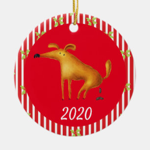 Christmas Dog Pooping  Covid Funny 2020 Ceramic Ornament