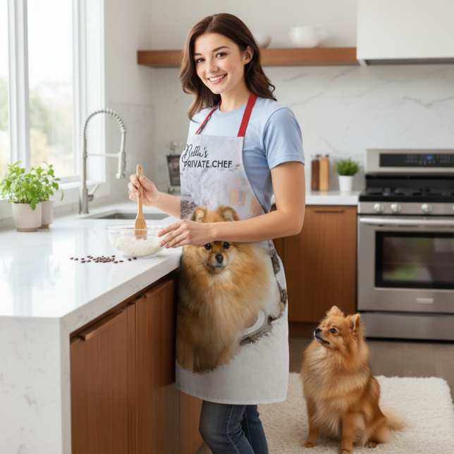 Christmas Dog Private Chef Custom Photo Name Apron (Creator Uploaded)