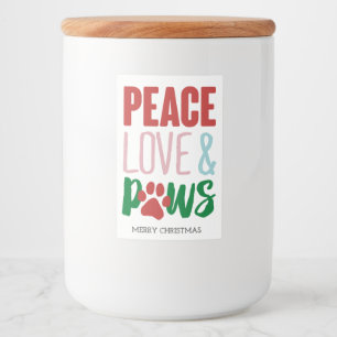 Christmas Dog Puns Santa Dogs Peace Love and Paws Food Label