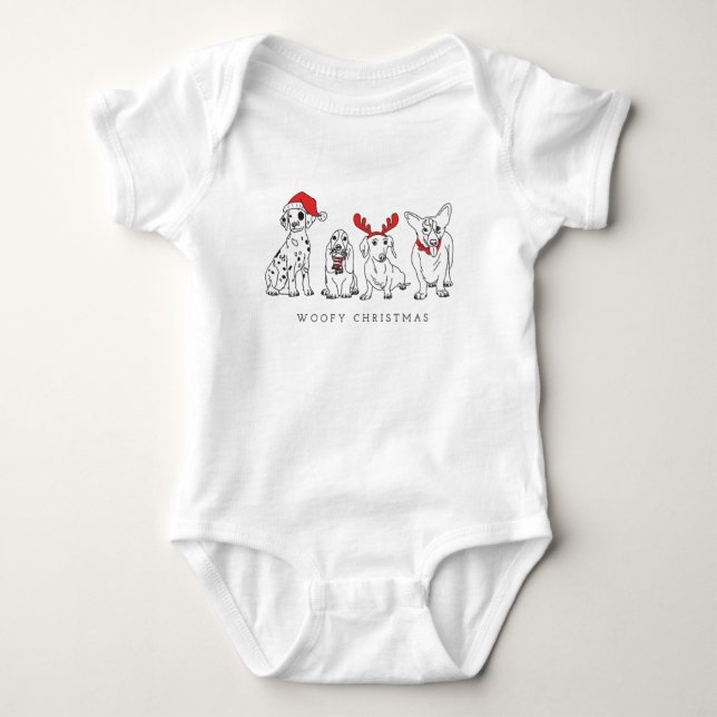 Christmas Dog Puns Santa Dogs Woofy Christmas Baby Bodysuit (Front)