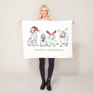 Christmas Dog Puns Santa Dogs Woofy Christmas Fleece Blanket
