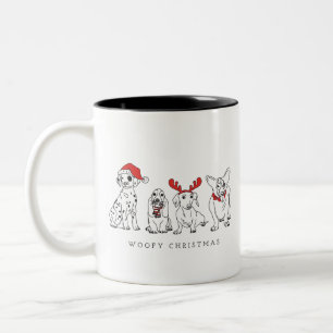 Christmas Dog Puns Santa Dogs Woofy Christmas Two-Tone Coffee Mug