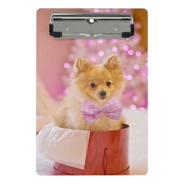 Christmas Dog Puppy Gift Present Mini Clipboard (Front)