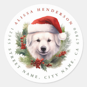 Christmas Dog Round Stickers
