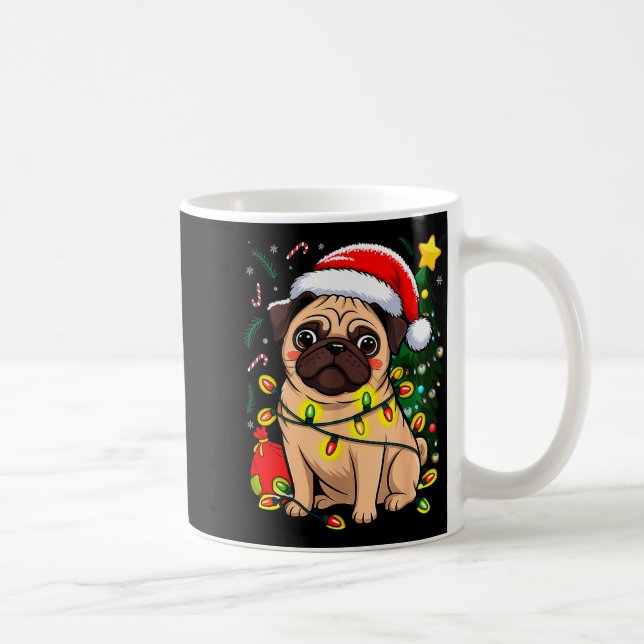 Christmas Dog Santa Clause Pug Puppy X-mas  Coffee Mug (Right)