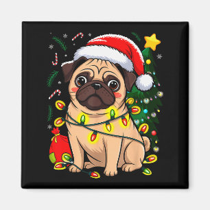 Christmas Dog Santa Clause Pug Puppy X-mas Magnet