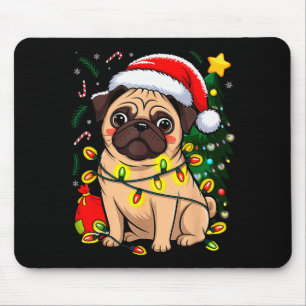 Christmas Dog Santa Clause Pug Puppy X-mas Mouse Pad