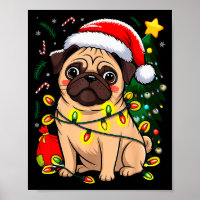 Christmas Dog Santa Clause Pug Puppy X-mas