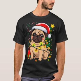 Christmas Dog Santa Clause Pug Puppy X-mas T-Shirt