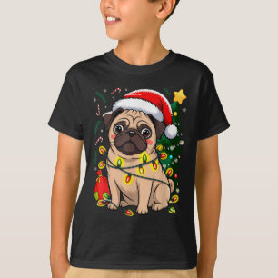 Christmas Dog Santa Clause Pug Puppy X-mas  T-Shirt