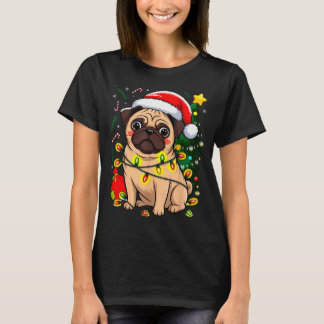 Christmas Dog Santa Clause Pug Puppy X-mas T-Shirt
