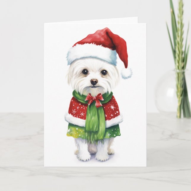 Christmas Dog, Santa Dog Cute Puppy BLANK  Holiday (Front)