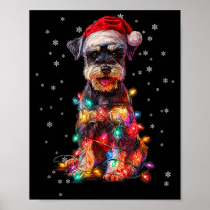Christmas Dog Schnauzer Santa Xmas Women Men Kids  Poster
