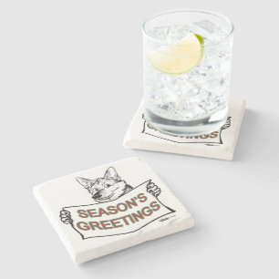 Christmas Dog:  Season's Greetings! Stone Coaster