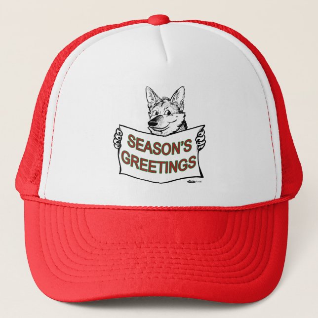 Christmas Dog:  Season's Greetings! Trucker Hat (Front)