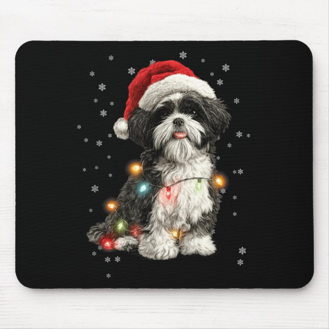 Christmas Dog Shih Tzu Santa Xmas Women Men Kids  Mouse Pad (Front)