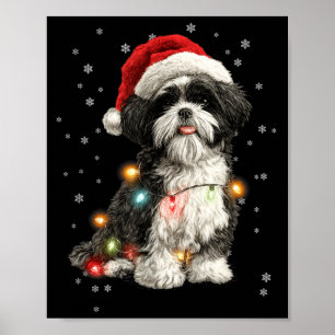 Christmas Dog Shih Tzu Santa Xmas Women Men Kids  Poster