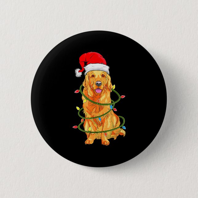 Christmas Dog Shirt, Christmas Golden Retriever Pa 6 Cm Round Badge (Front)