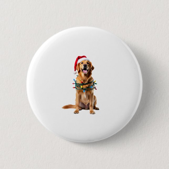 Christmas Dog Shirt, Christmas Golden retriever Pa 6 Cm Round Badge (Front)