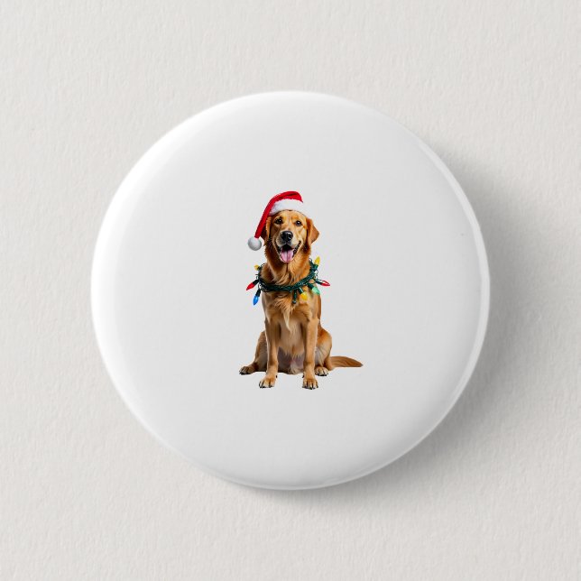 Christmas Dog Shirt, Christmas Golden retriever Pa 6 Cm Round Badge (Front)