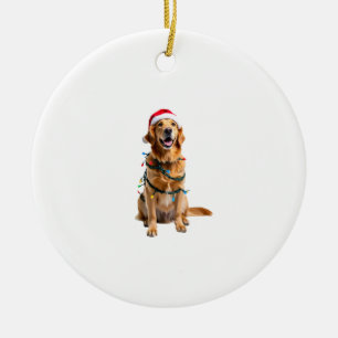 Christmas Dog Shirt, Christmas Golden retriever Pa Ceramic Ornament
