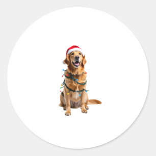 Christmas Dog Shirt, Christmas Golden retriever Pa Classic Round Sticker