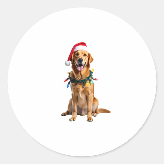 Christmas Dog Shirt, Christmas Golden retriever Pa Classic Round Sticker (Front)