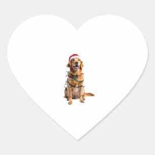 Christmas Dog Shirt, Christmas Golden retriever Pa Heart Sticker