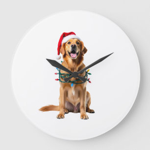 Christmas Dog Shirt, Christmas Golden retriever Pa Large Clock