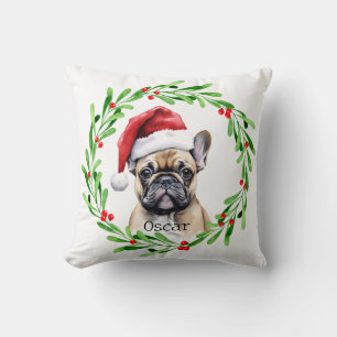 Christmas Dog Tan Frenchie French Bulldog Pet Cushion