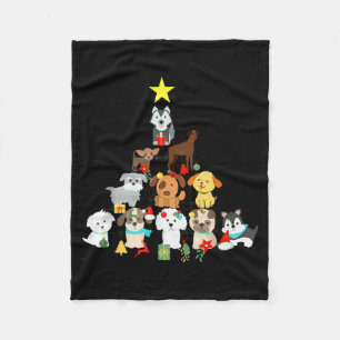 Christmas Dog Tree Cute Funny Puppy Dogs Xmas Tee Fleece Blanket
