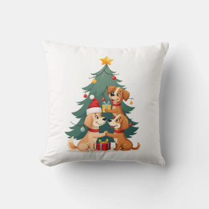 Christmas Dog Tree T-Shirt Cute Funny Puppy Dogs X Cushion