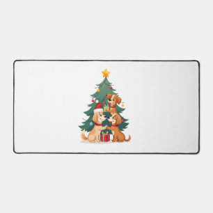 Christmas Dog Tree T-Shirt Cute Funny Puppy Dogs X Desk Mat