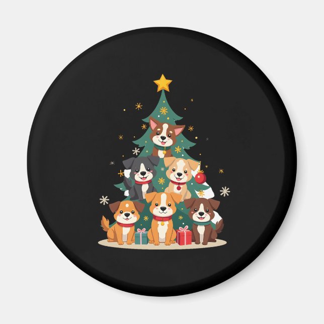 Christmas Dog Tree T-Shirt Cute Funny Puppy Dogs X Magnet (Front)
