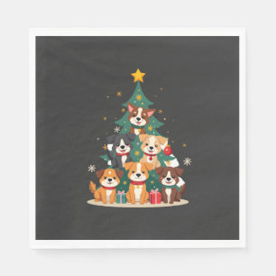 Christmas Dog Tree T-Shirt Cute Funny Puppy Dogs X Napkin