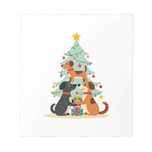 Christmas Dog Tree T-Shirt Cute Funny Puppy Dogs X Notepad