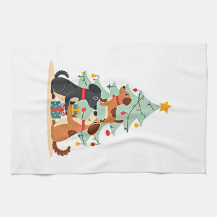 Christmas Dog Tree T-Shirt Cute Funny Puppy Dogs X Tea Towel