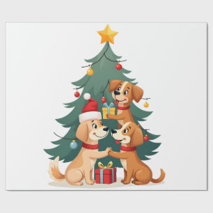Christmas Dog Tree T-Shirt Cute Funny Puppy Dogs X Wrapping Paper