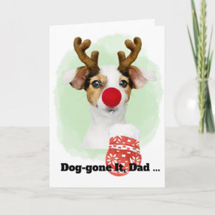 Christmas Dog w/Antlers for Dad Holiday Card