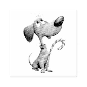 Christmas dog with a Candy cane Rubber Stamp